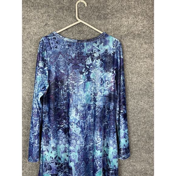 Soft Surroundings Velvet Dress Women's Large Maxi Blue and Purple Long Sleeve - Picture 11 of 15